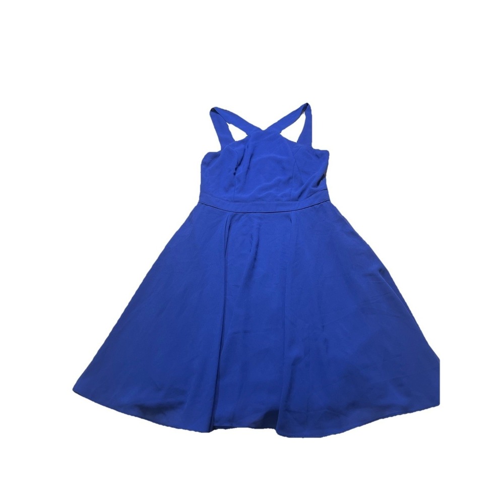 Lulus Blue Fit Flare Dress Criss‎ Cross Skater Dress Sleeveless Mini Women's XS